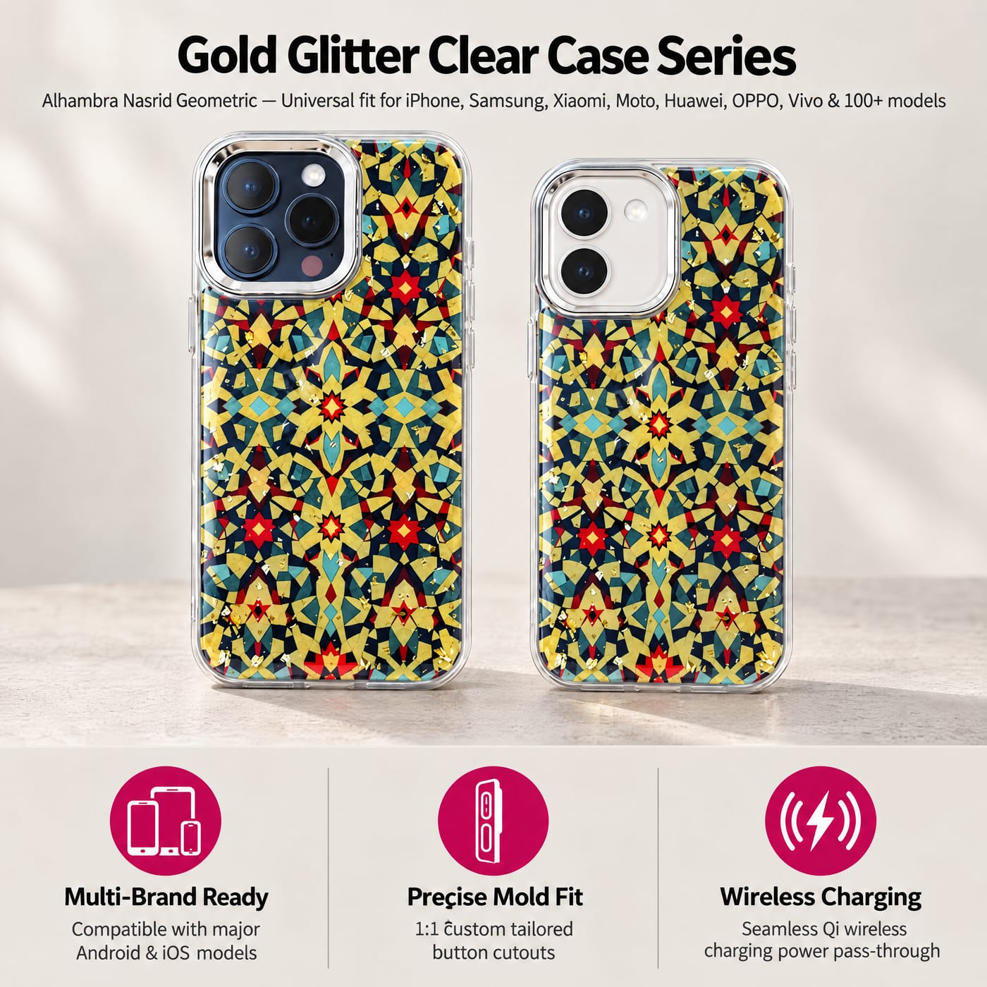 Alhambra Nasrid Geometric Case shown fitted to a phone