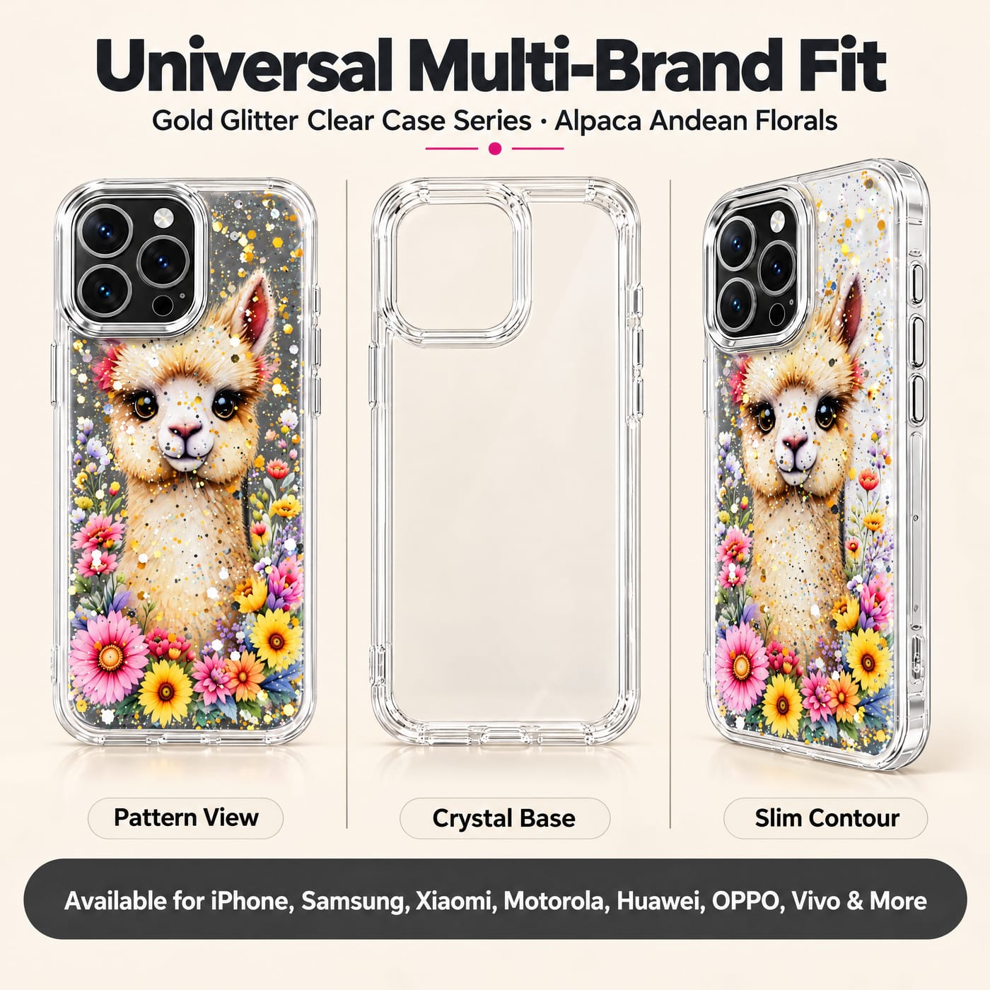Alpaca & Andean Florals Case shown fitted to a phone
