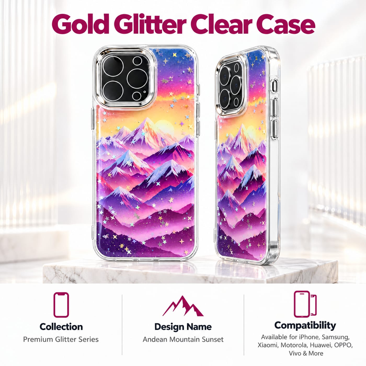 Andean Mountain Sunset Case shown fitted to a phone