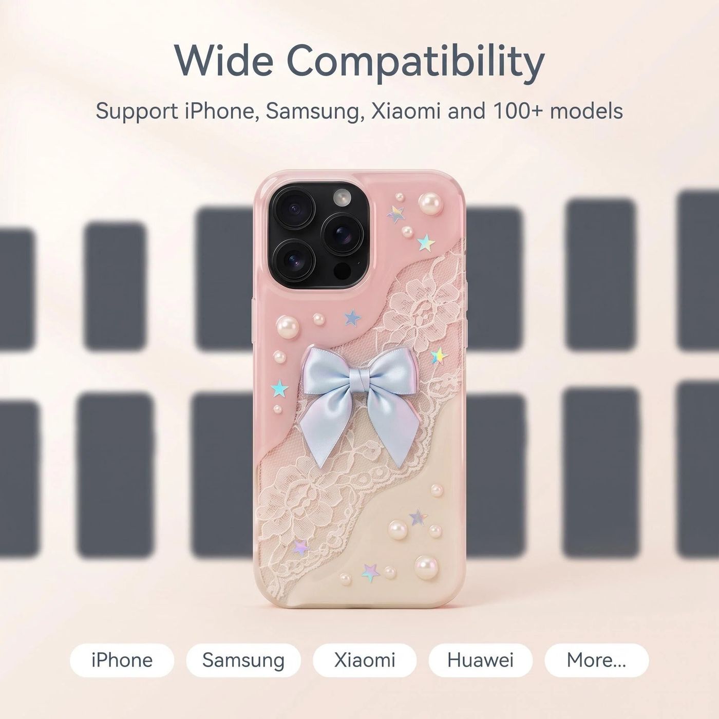 Funda Balletcore Lazo y Perla mostrado colocado en un teléfono