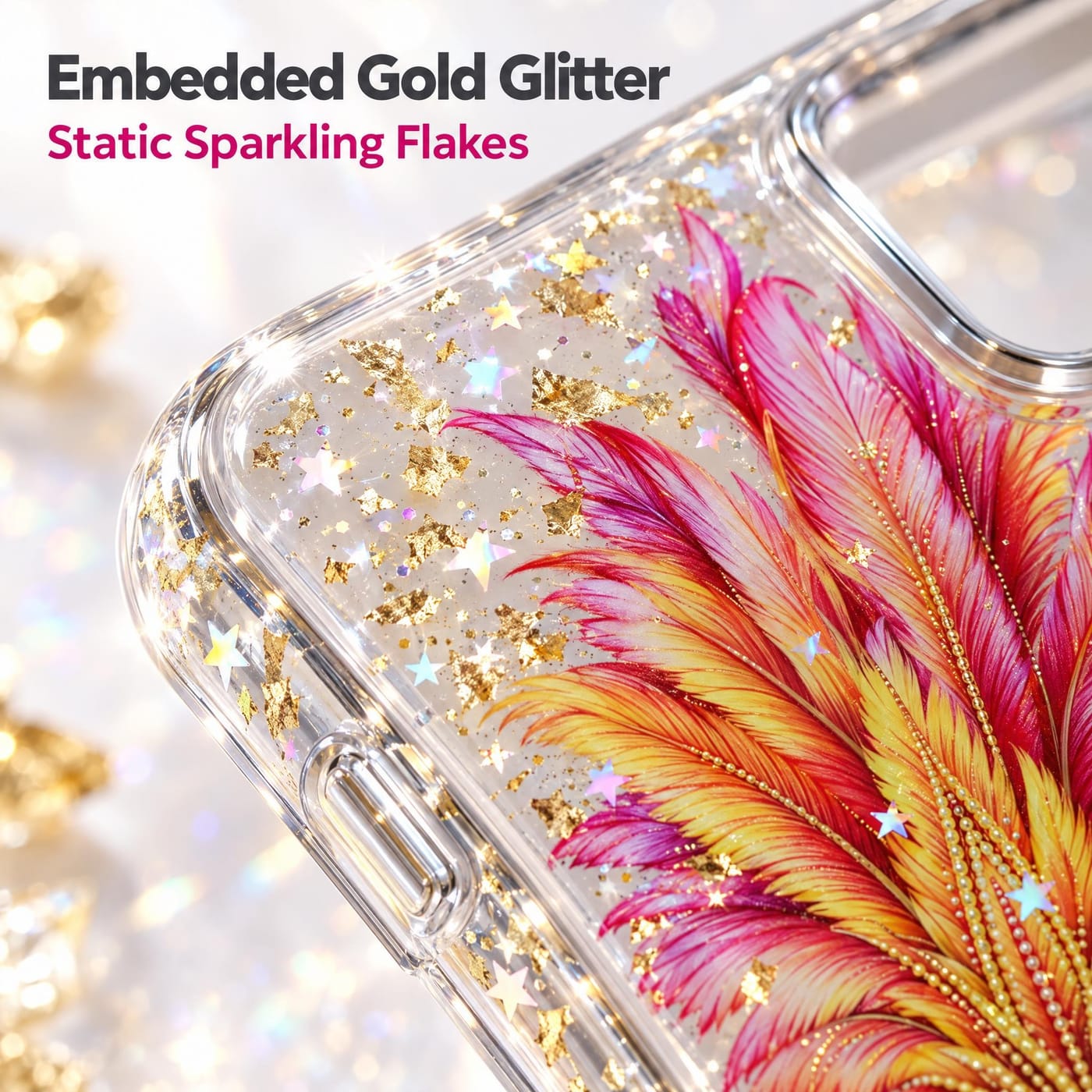 Gold Foil Glitter, Set in Crystal Clear Resin
