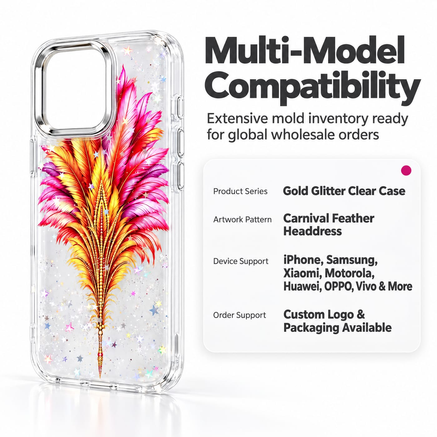 Carnival Feather Headdress Case shown fitted to a phone