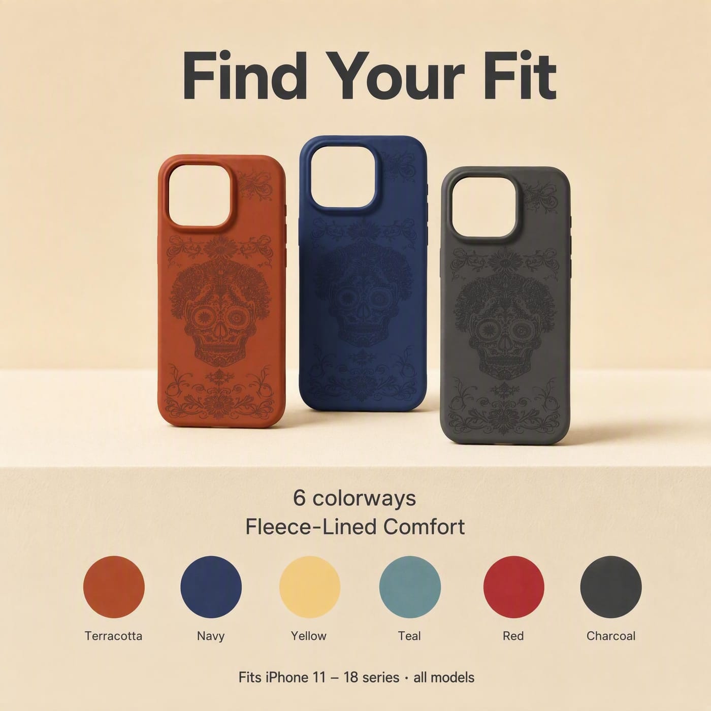 Catrina Calavera Silicone Case shown fitted to a phone