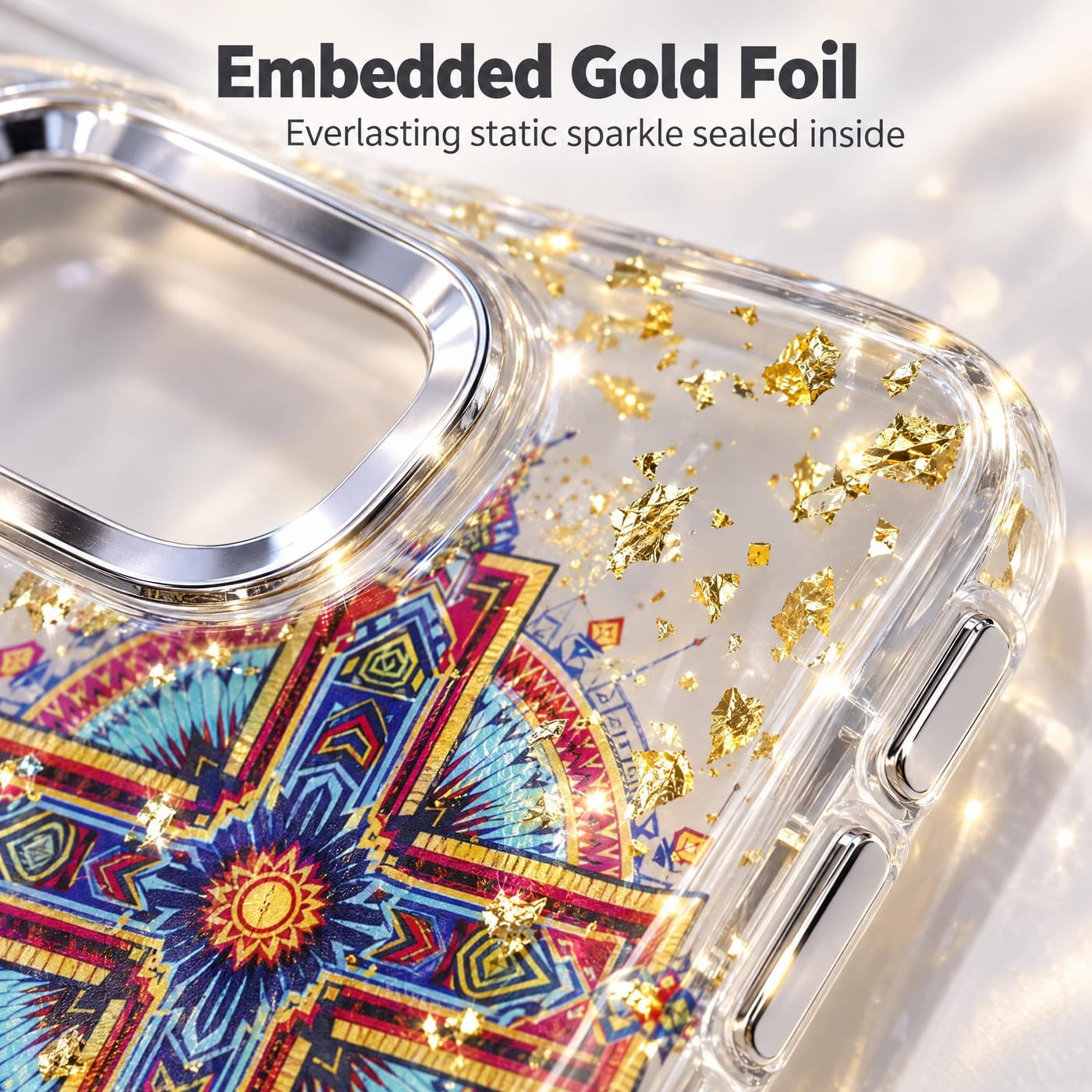Gold Foil Glitter, Set in Crystal Clear Resin
