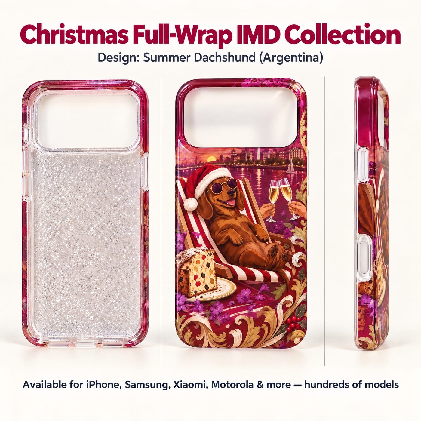 Summer Dachshund Christmas IMD Case shown fitted to a phone