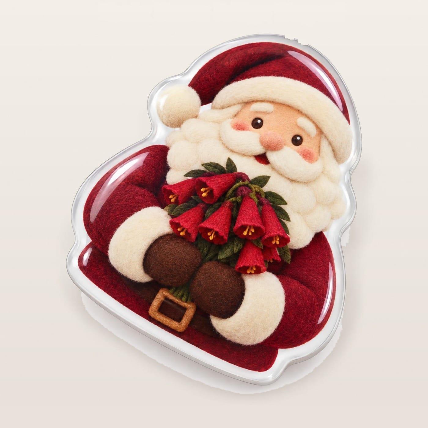 Imán para Refrigerador Navideño de Resina Viejito Pascuero y Copihue de Chile, foto principal del producto