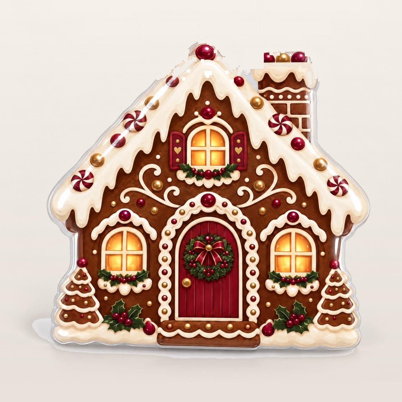 Imán para Refrigerador Navideño de Resina Casa de Jengibre, foto principal del producto