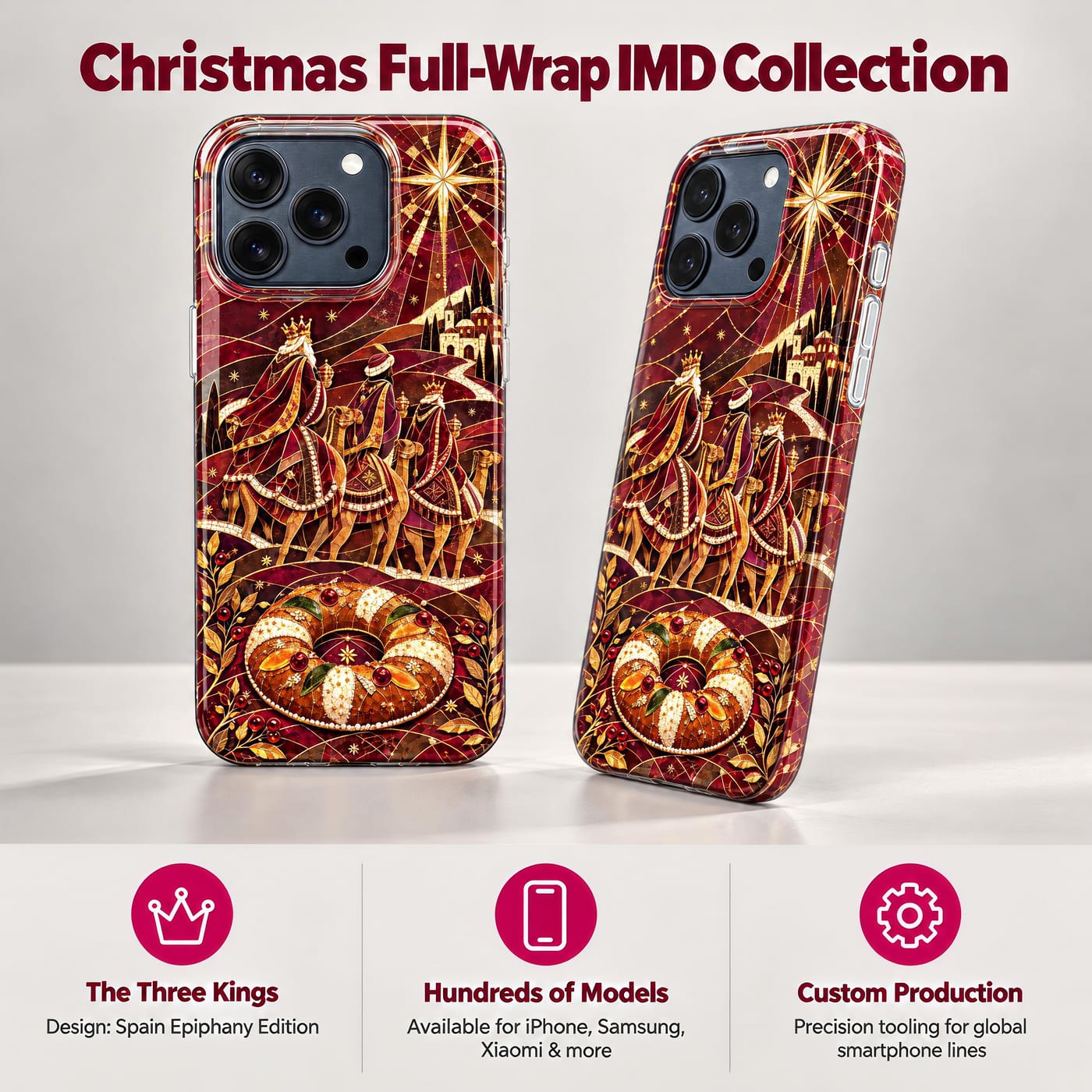 Three Kings Mosaic Christmas IMD Case shown fitted to a phone
