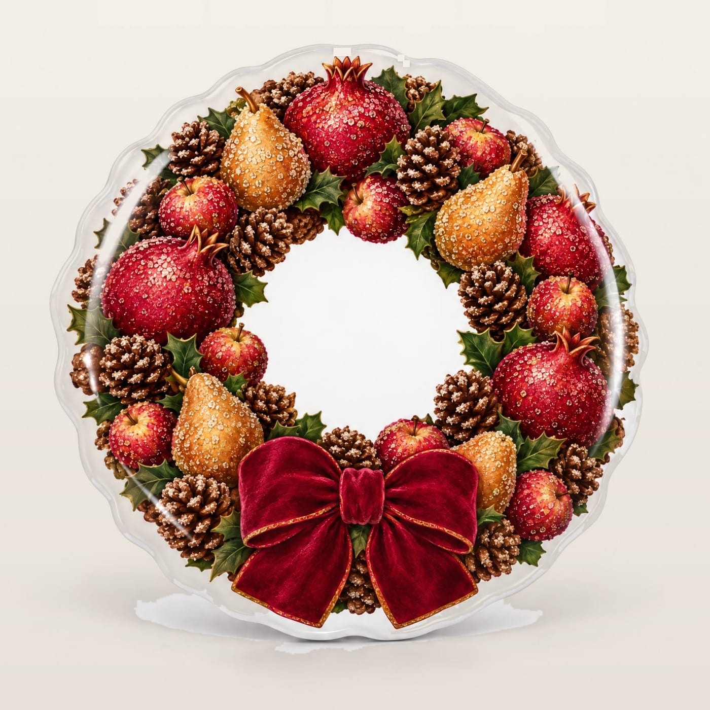 Sugared Fruit Wreath Christmas Resin Fridge Magnet, main product shot