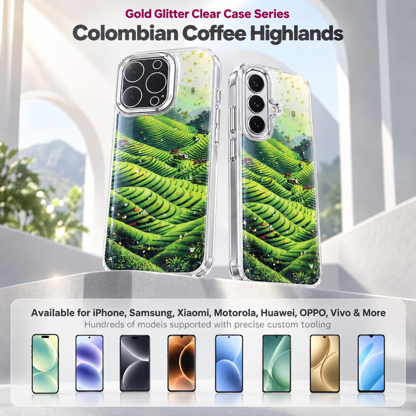 Coffee Plantation Landscape Case shown fitted to a phone