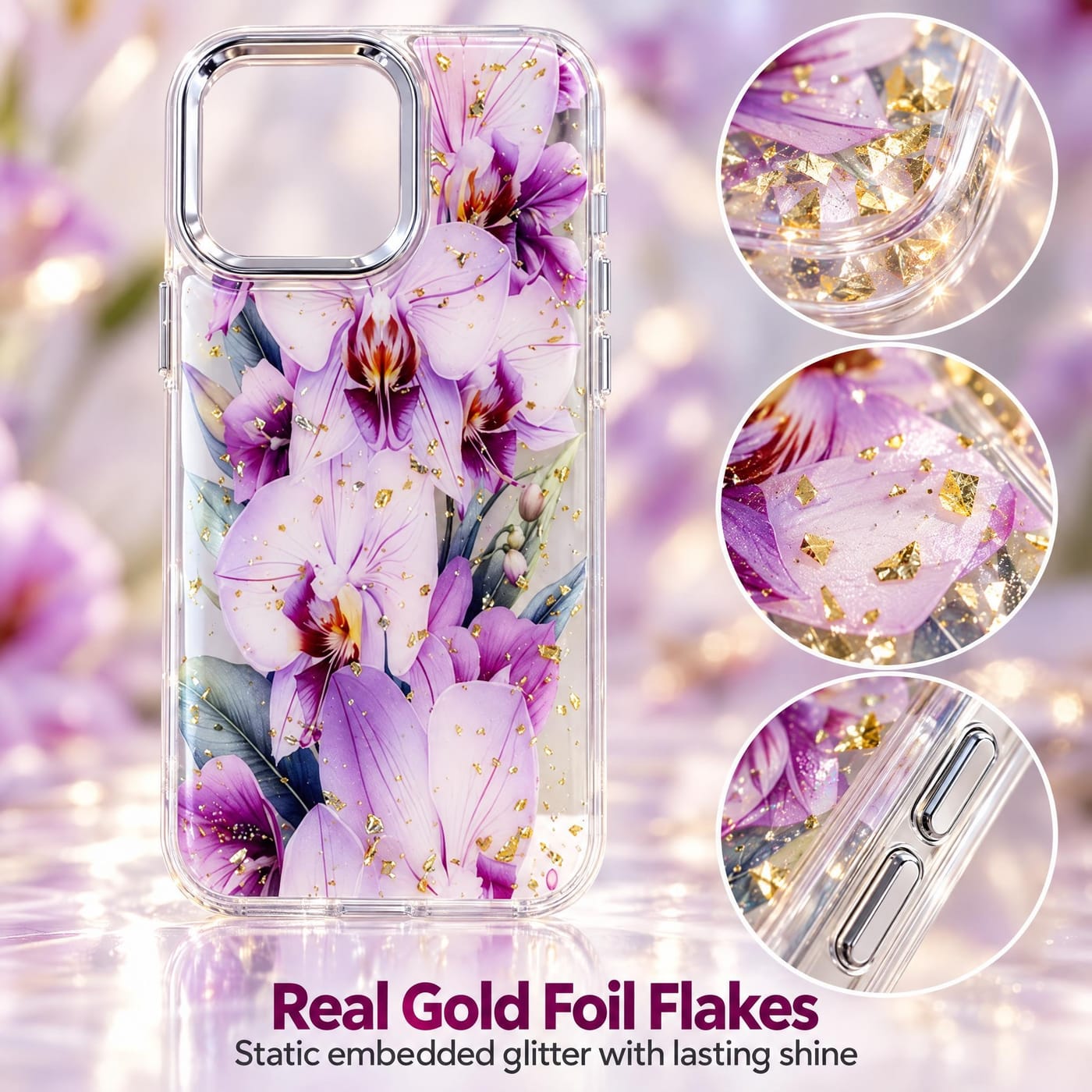 Gold Foil Glitter, Set in Crystal Clear Resin