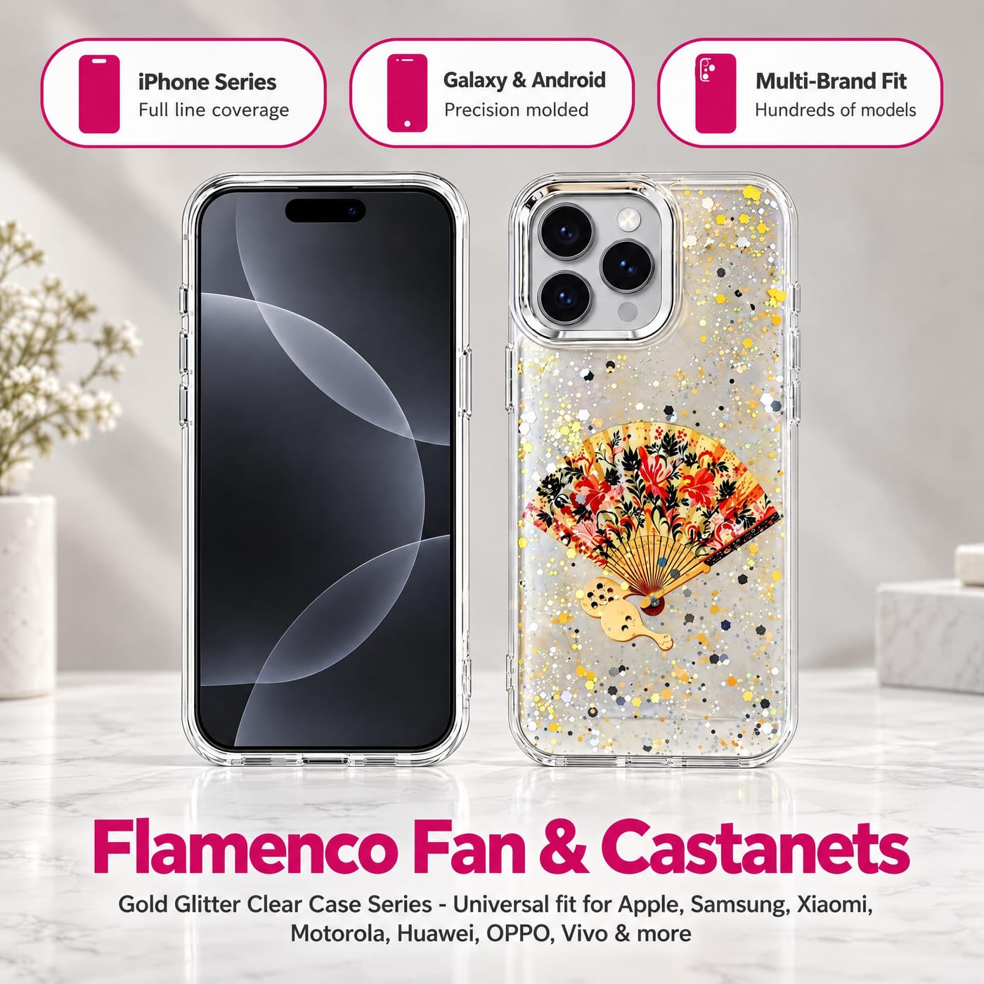 Flamenco Fan & Castanets Case shown fitted to a phone