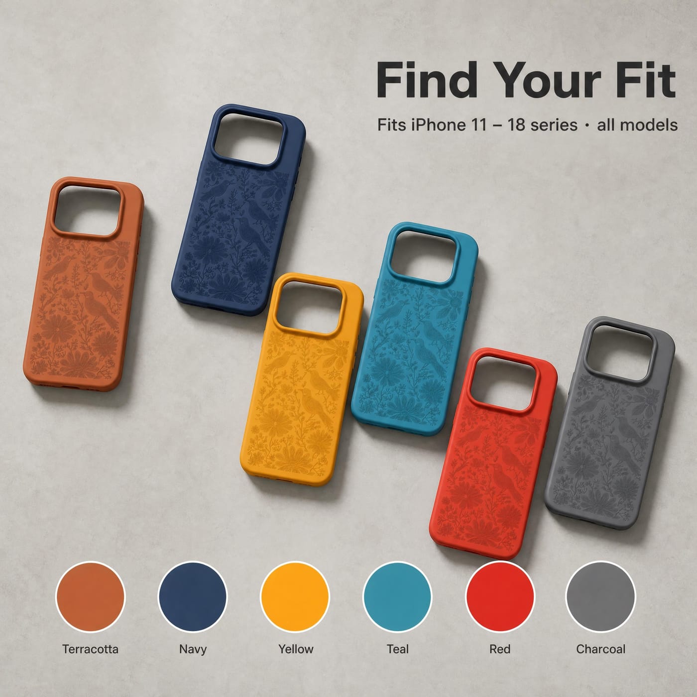 Floral Embroidery Otomi Silicone Case shown fitted to a phone