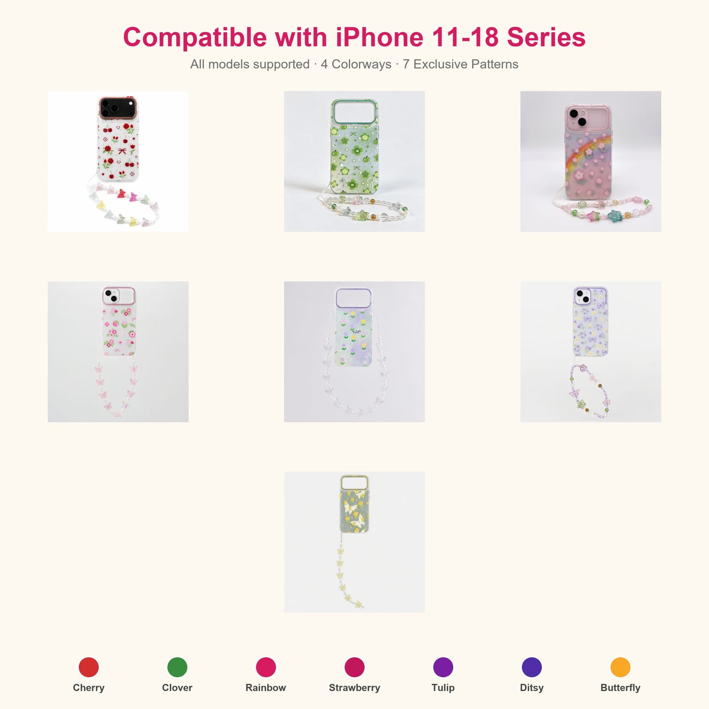 Floral Lanyard Air Cushion Case shown fitted to a phone