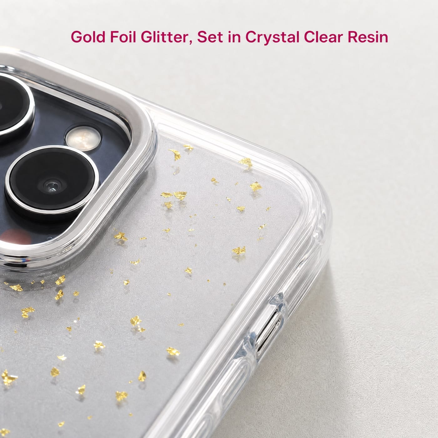 Gold Foil Glitter, Set in Crystal Clear Resin