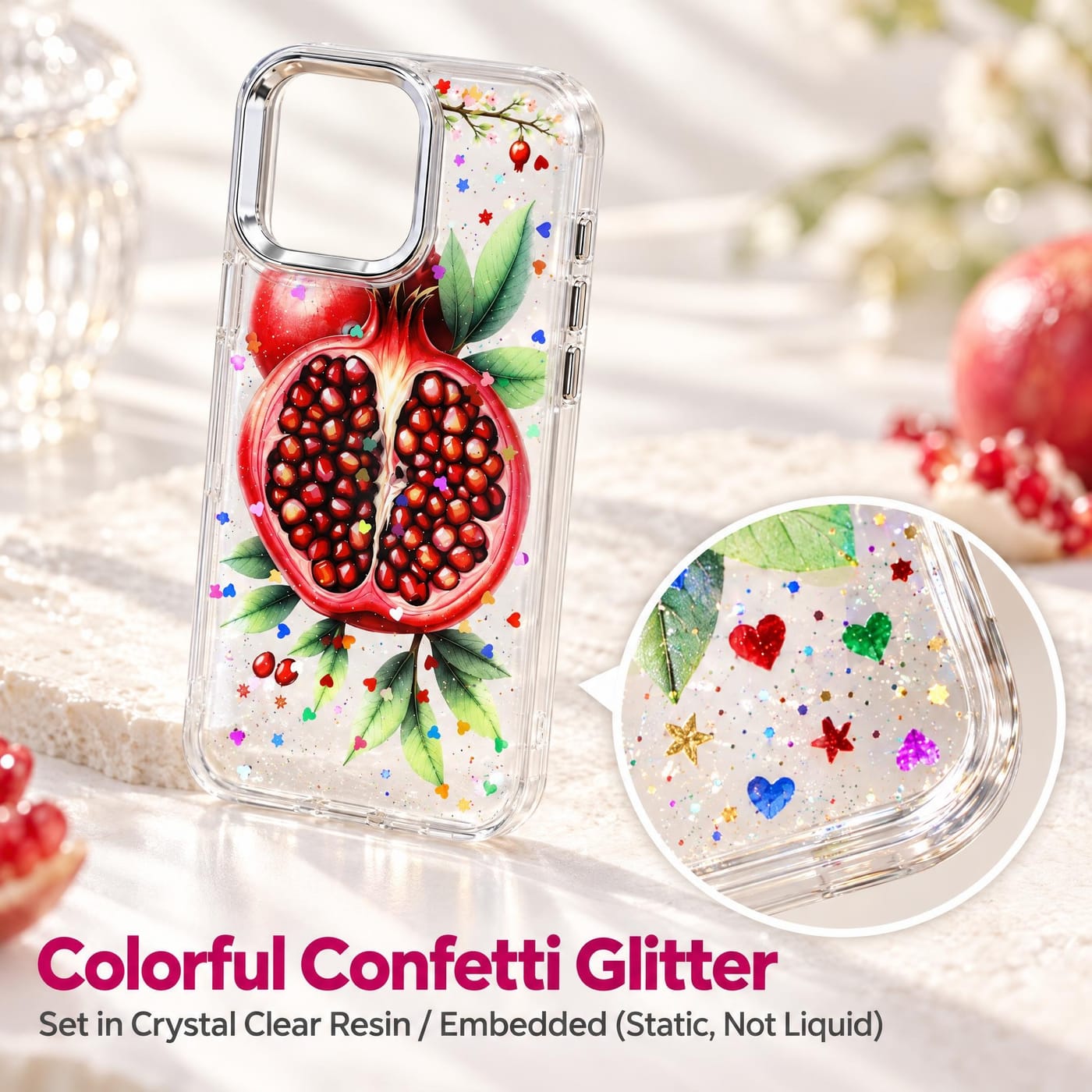 Colorful Confetti Glitter, Set in Crystal Clear Resin