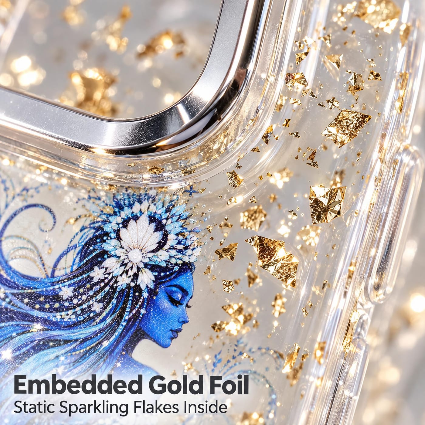 Gold Foil Glitter, Set in Crystal Clear Resin