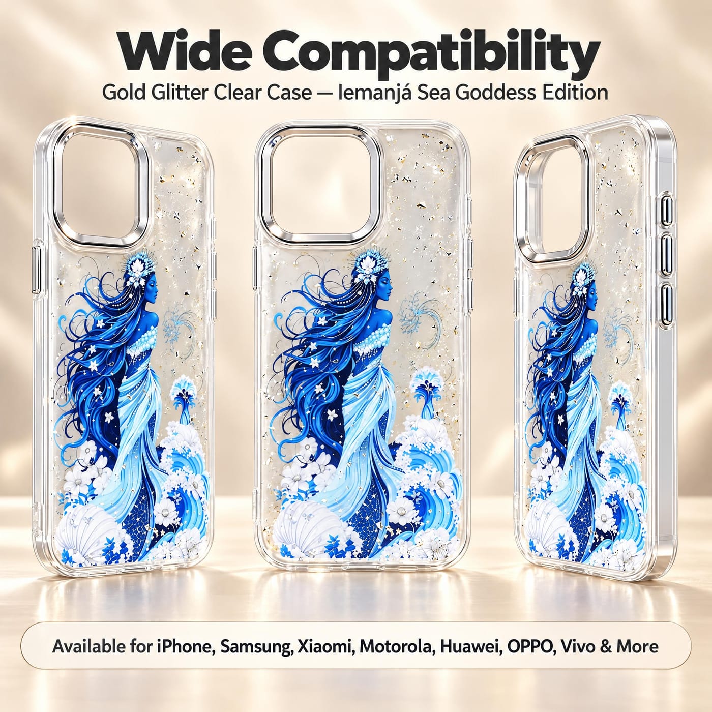 Iemanjá Sea Goddess Case shown fitted to a phone