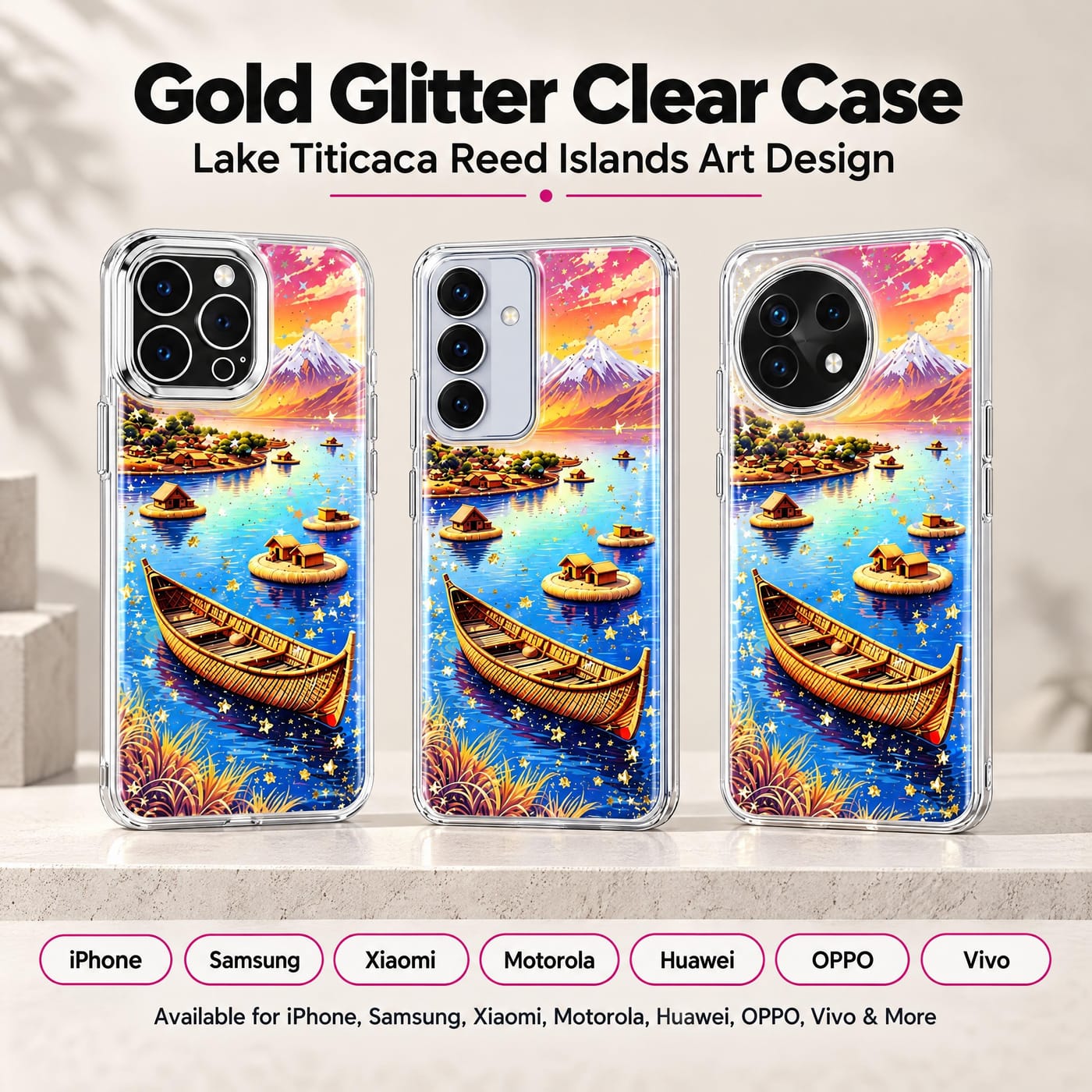 Lake Titicaca Reed Islands Case shown fitted to a phone