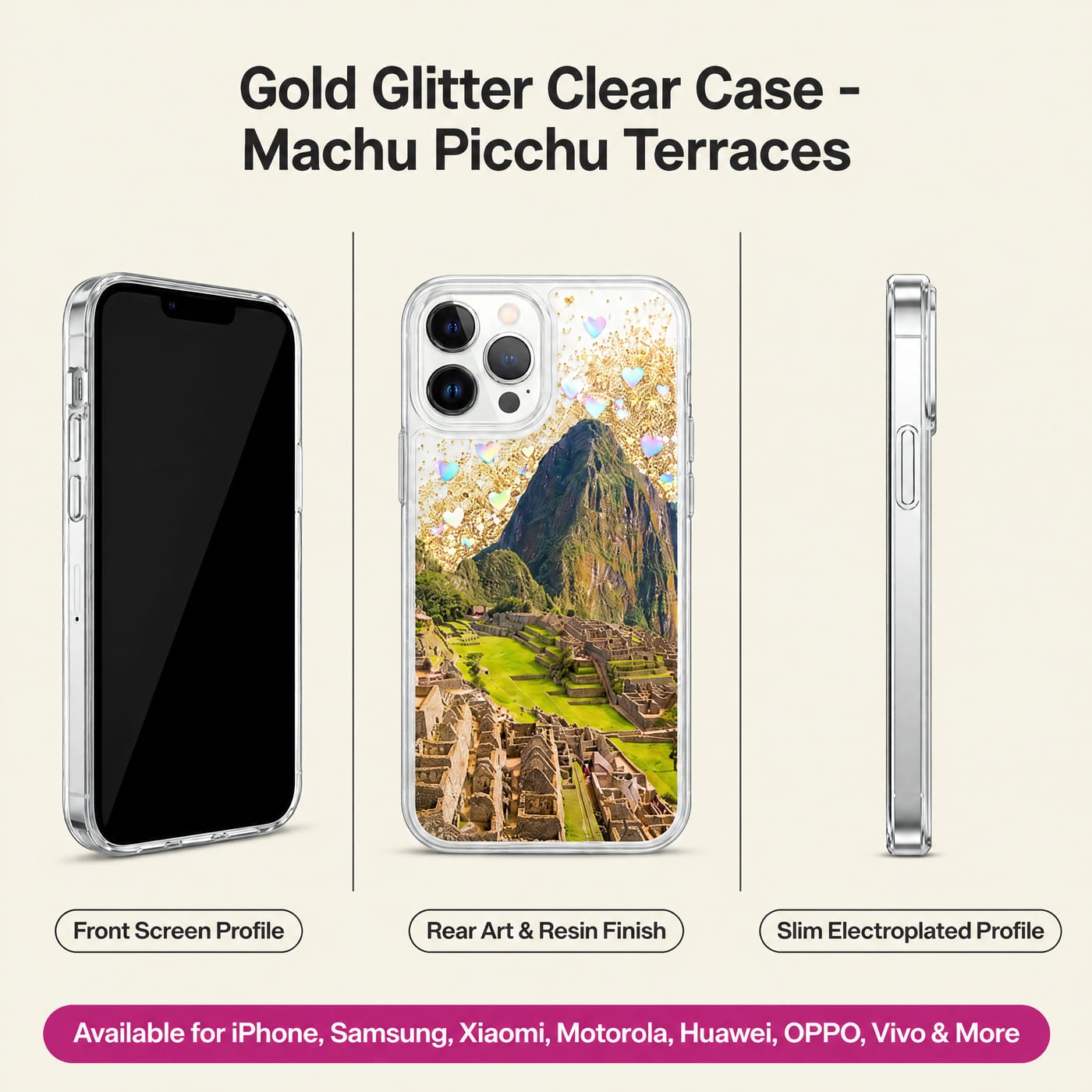 Funda de las Terrazas de Machu Picchu en la Niebla mostrado colocado en un teléfono