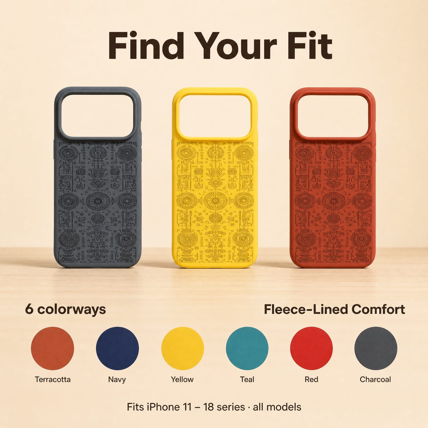 Mayan Glyphs Silicone Case shown fitted to a phone