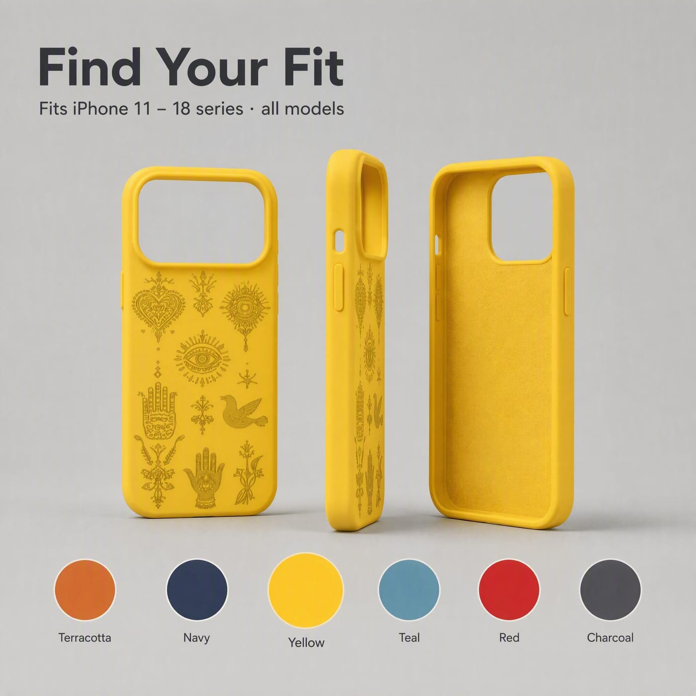 Milagros Folk Charms Silicone Case shown fitted to a phone