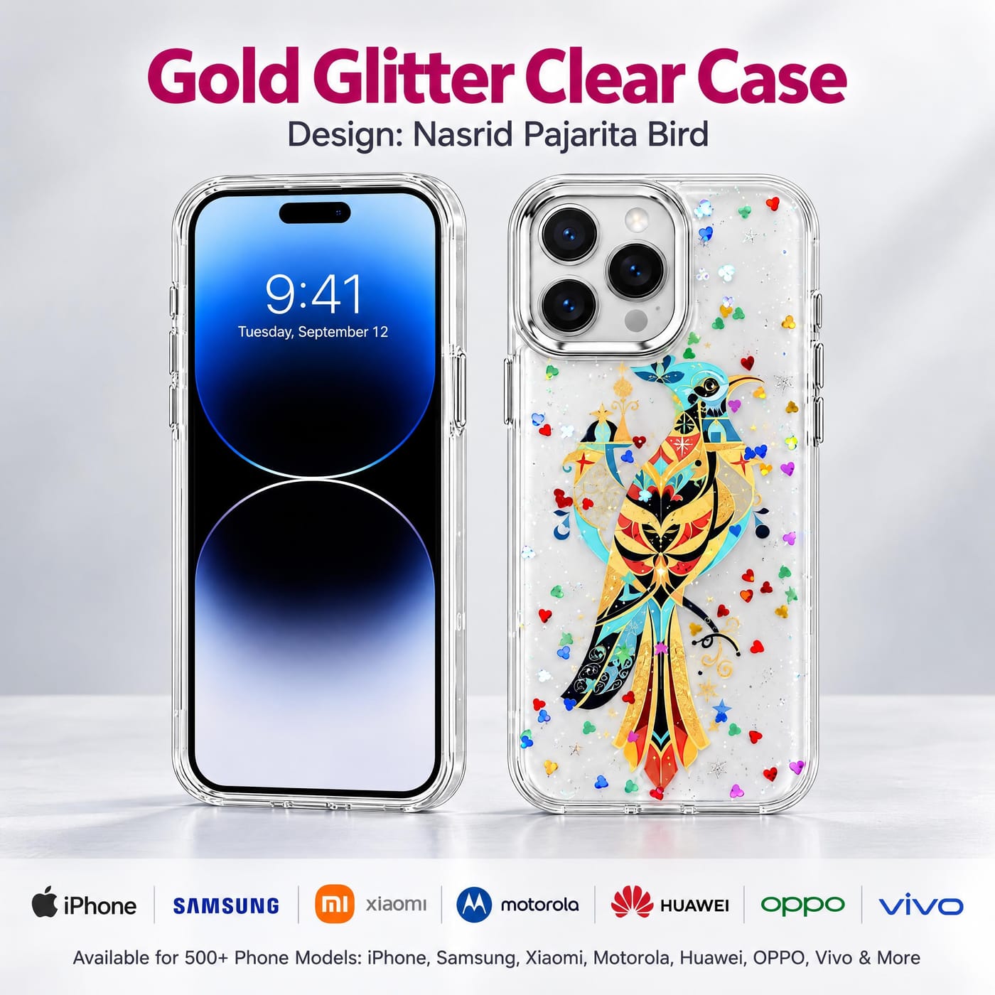 Nasrid Pajarita Bird Case shown fitted to a phone