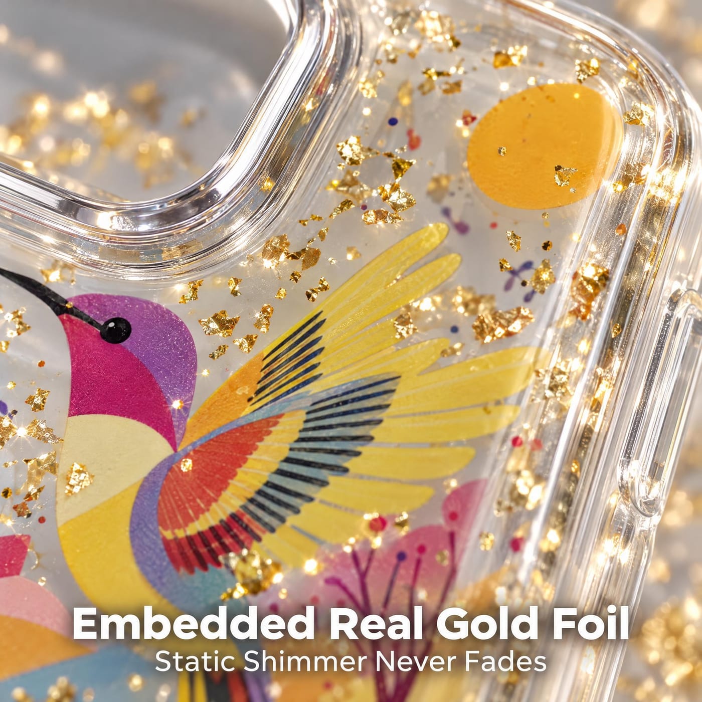 Gold Foil Glitter, Set in Crystal Clear Resin
