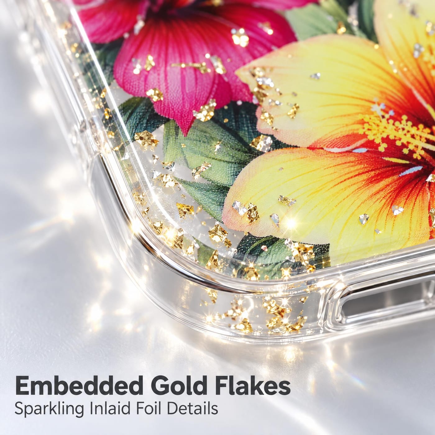 Gold Foil Glitter, Set in Crystal Clear Resin