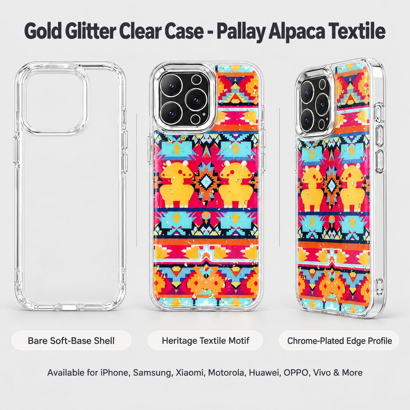 Funda del Tejido Pallay de Alpaca mostrado colocado en un teléfono