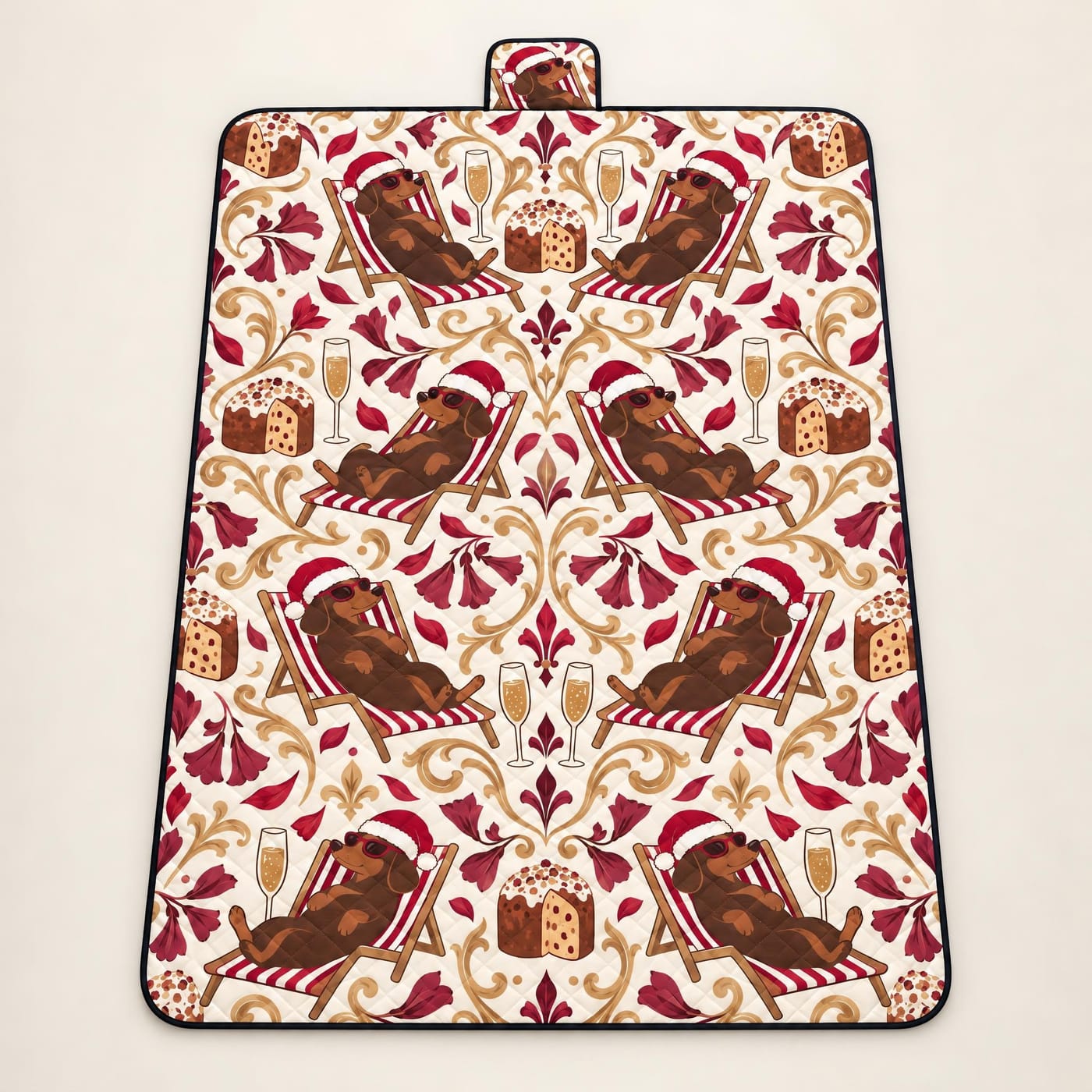 Summer Dachshund Christmas Picnic Blanket