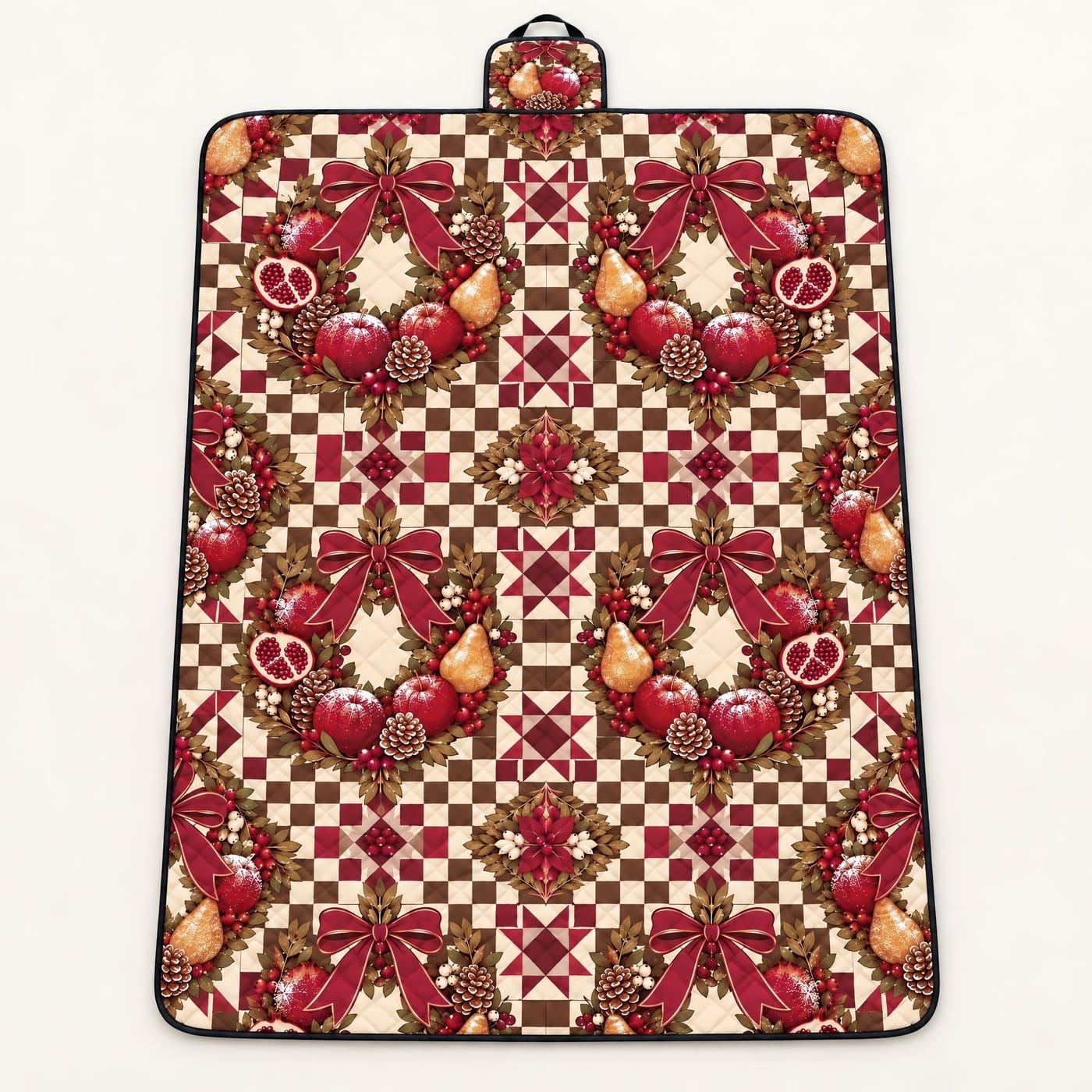 Sugared Fruit Wreath Christmas Picnic Blanket