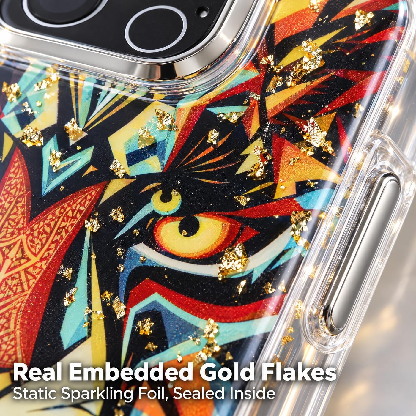 Gold Foil Glitter, Set in Crystal Clear Resin