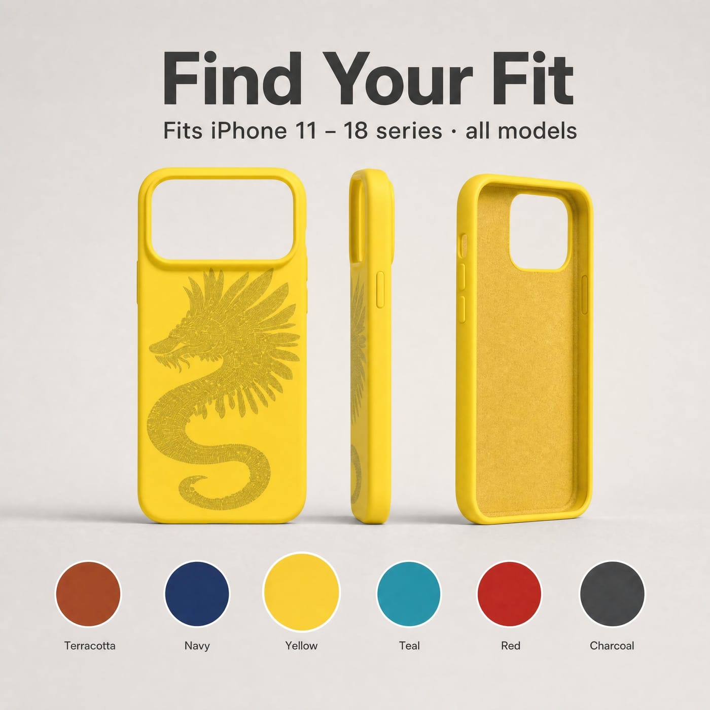 Quetzalcóatl Silicone Case shown fitted to a phone