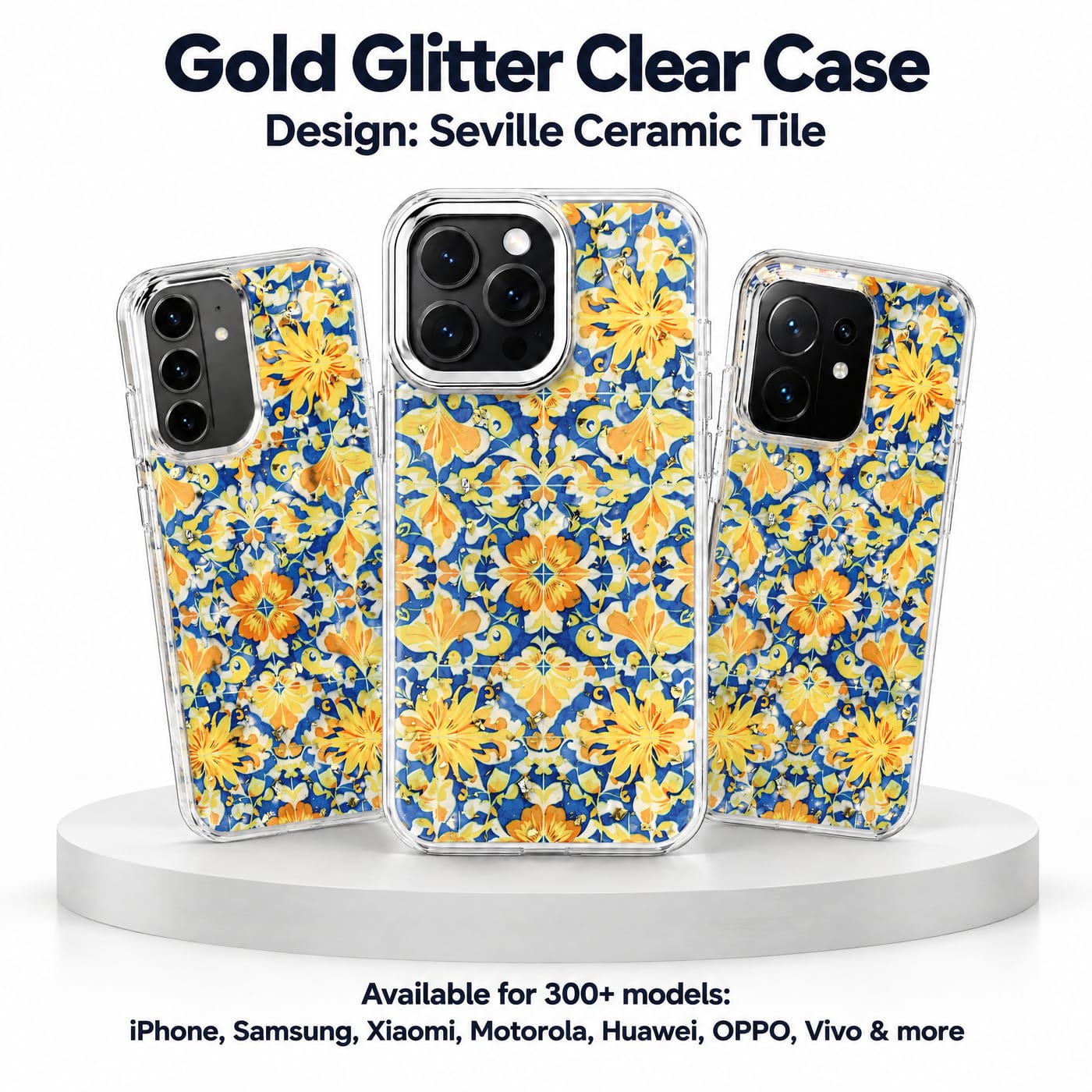 Seville Ceramic Tile Case shown fitted to a phone