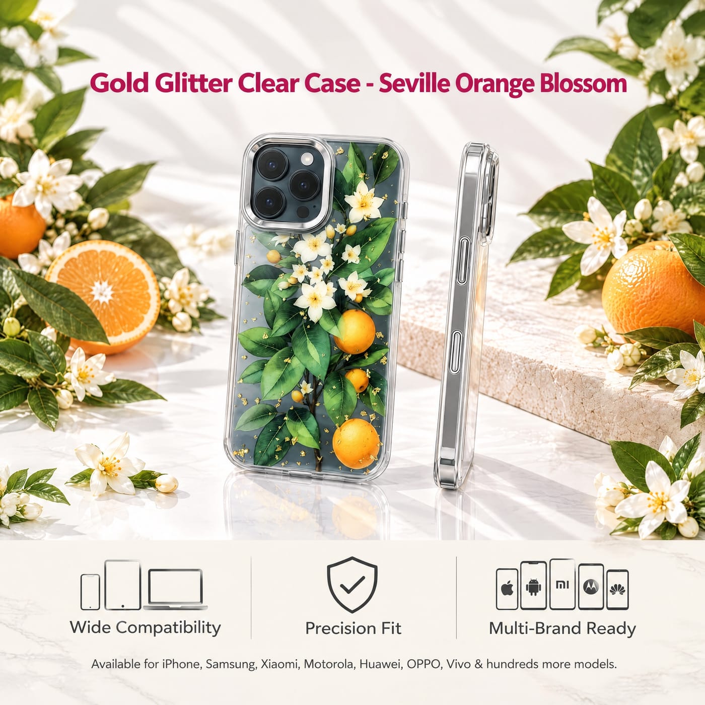 Seville Orange Blossom Case shown fitted to a phone