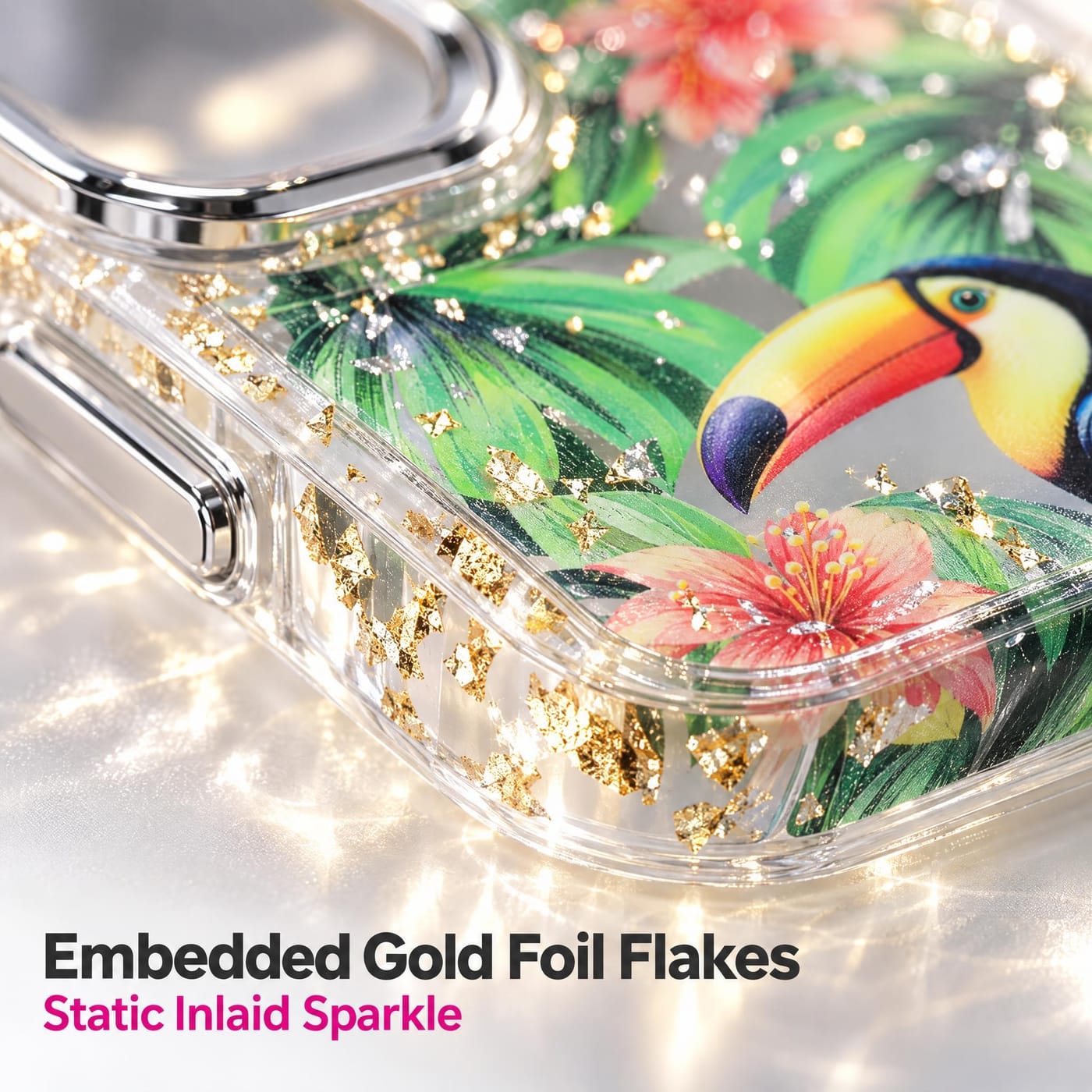 Gold Foil Glitter, Set in Crystal Clear Resin