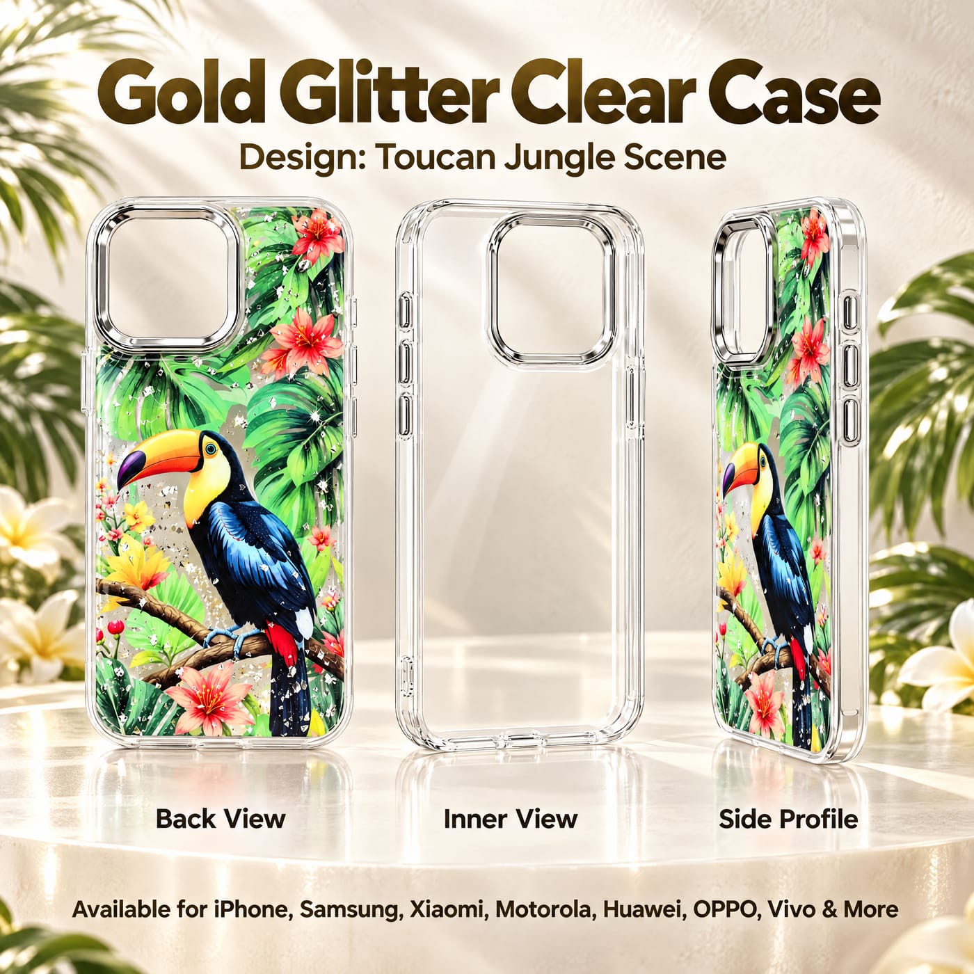 Toucan Jungle Scene Case shown fitted to a phone