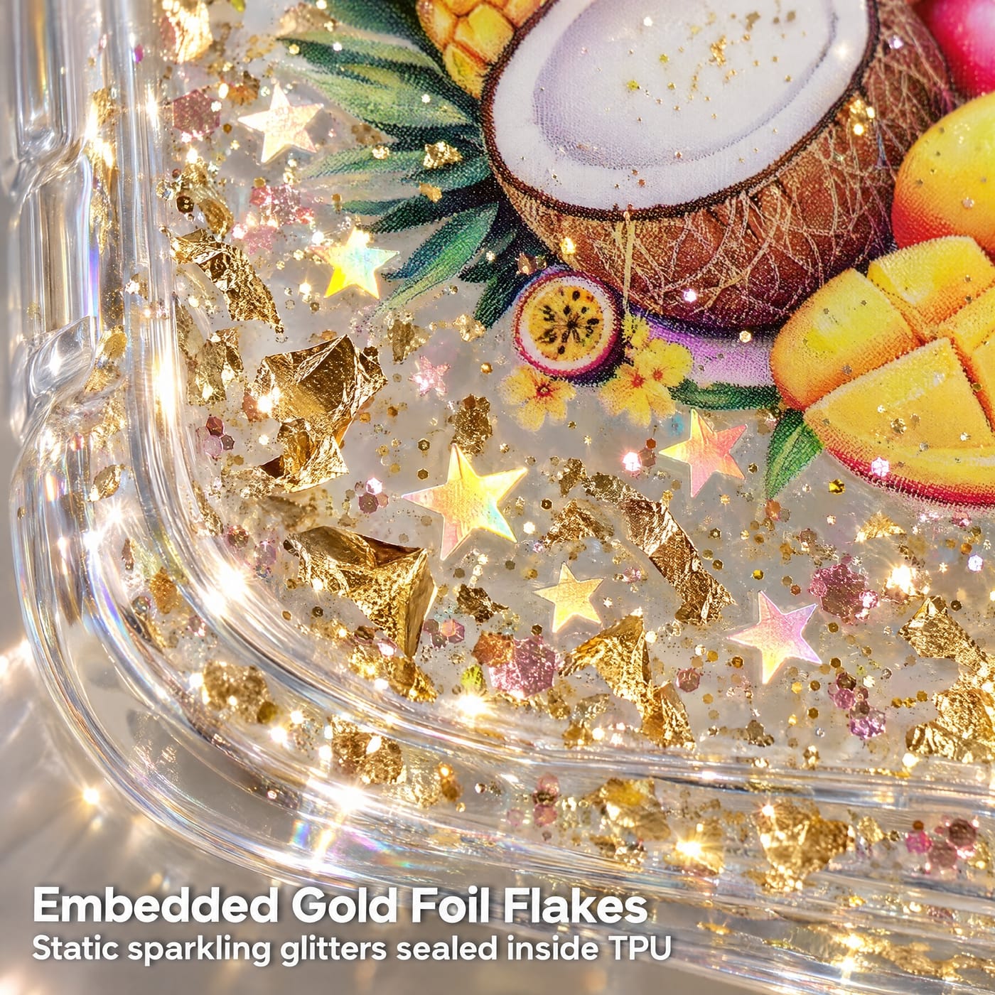 Gold Foil Glitter, Set in Crystal Clear Resin