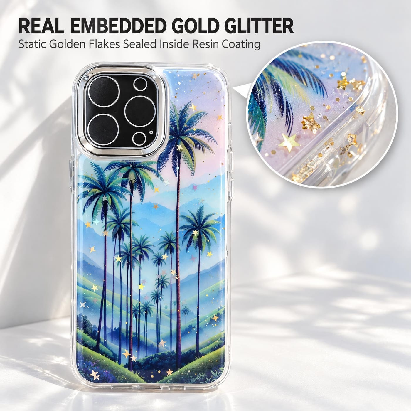 Gold Foil Glitter, Set in Crystal Clear Resin